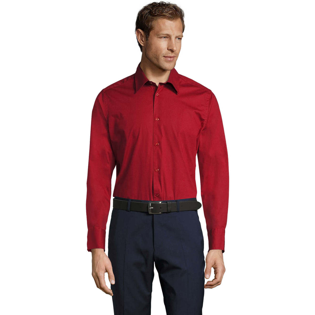 tekstylia Męskie Koszule z długim rękawem Sols BRIGHTON STRECH Czerwony