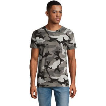 tekstylia Męskie T-shirty z krótkim rękawem Sols CAMOUFLAGE DESIGN MEN Szary