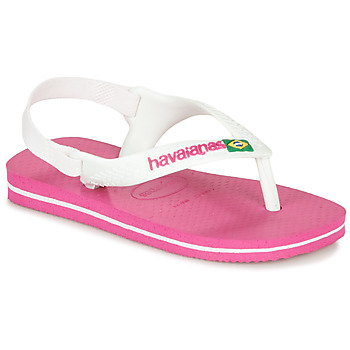 Buty Dziewczynka Japonki Havaianas BABY BRASIL LOGO II Pink / Biały