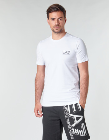 tekstylia Męskie T-shirty z krótkim rękawem Emporio Armani EA7 TRAIN LOGO SERIES M TAPE TEE ST Biały