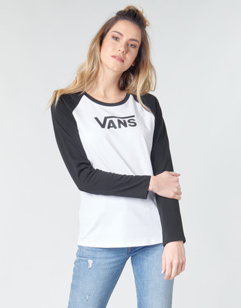 tekstylia Damskie T-shirty z długim rękawem Vans FLYING V LS RAGLAN Biały / Czarny
