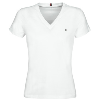 tekstylia Damskie T-shirty z krótkim rękawem Tommy Hilfiger HERITAGE V-NECK TEE Biały