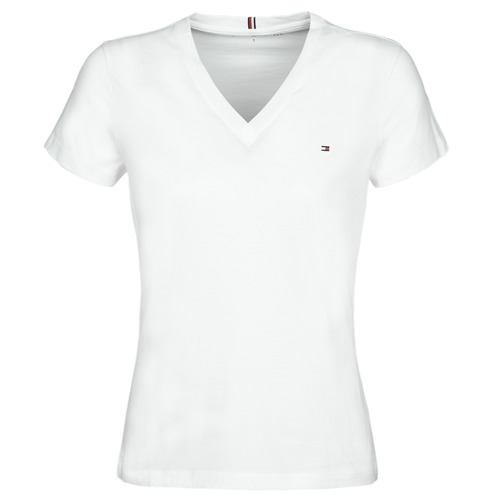 Tommy Hilfiger HERITAGE V-NECK TEE Biały - Bezpłatna dostawa | Spartoo.pl ! - T-shirty krótkim rękawem 132,30 zł