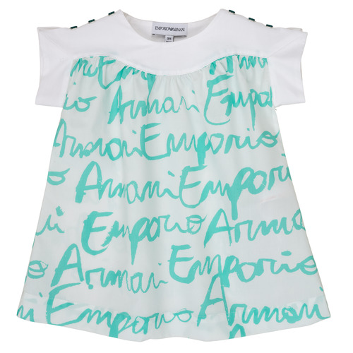 tekstylia Dziewczynka T-shirty z krótkim rękawem Emporio Armani Anas Biały / Niebieski