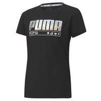 tekstylia Dziewczynka T-shirty z krótkim rękawem Puma ALPHA TEE 165 Czarny