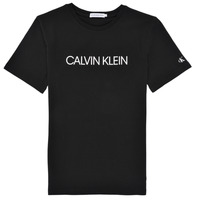 tekstylia Chłopiec T-shirty z krótkim rękawem Calvin Klein Jeans INSTITUTIONAL T-SHIRT Czarny