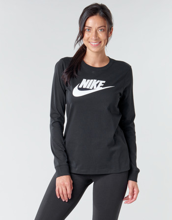 tekstylia Damskie T-shirty z długim rękawem Nike W NSW TEE ESSNTL LS ICON FTR Czarny