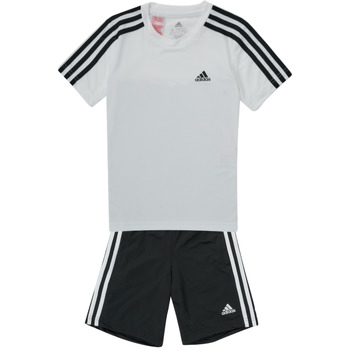 tekstylia Chłopiec Komplet Adidas Sportswear B 3S T SET Biały / Czarny