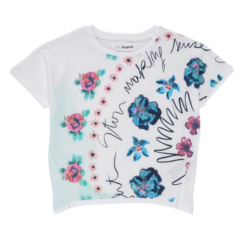 tekstylia Dziewczynka T-shirty z krótkim rękawem Desigual 21SGTK02-1000 Biały