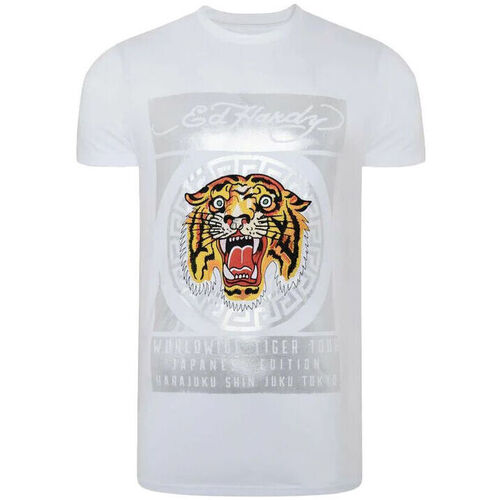 tekstylia Męskie T-shirty z krótkim rękawem Ed Hardy Tile-roar t-shirt Biały