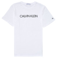 tekstylia Chłopiec T-shirty z krótkim rękawem Calvin Klein Jeans INSTITUTIONAL T-SHIRT Biały