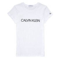 tekstylia Dziewczynka T-shirty z krótkim rękawem Calvin Klein Jeans INSTITUTIONAL T-SHIRT Biały