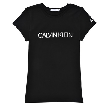 tekstylia Dziewczynka T-shirty z krótkim rękawem Calvin Klein Jeans INSTITUTIONAL T-SHIRT Czarny