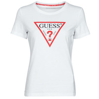 tekstylia Damskie T-shirty z krótkim rękawem Guess SS CN ORIGINAL TEE Biały