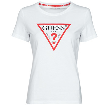 tekstylia Damskie T-shirty z krótkim rękawem Guess SS CN ORIGINAL TEE Biały