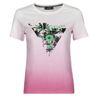 tekstylia Damskie T-shirty z krótkim rękawem Guess SS CN PALMS TEE Różowy / Wielokolorowy