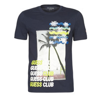 tekstylia Męskie T-shirty z krótkim rękawem Guess GUESS CLUB CN SS TEE Marine