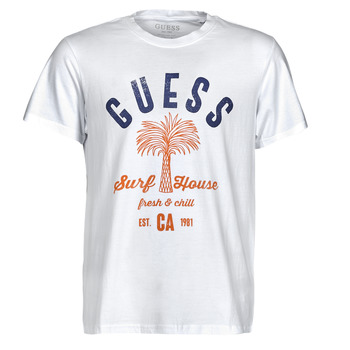 tekstylia Męskie T-shirty z krótkim rękawem Guess SURF HOUSE CN SS TEE Biały / Niebieski / Marine