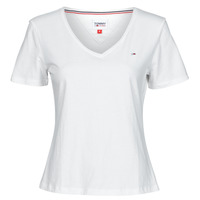 tekstylia Damskie T-shirty z krótkim rękawem Tommy Jeans SOFT JERSEY V NECK Biały