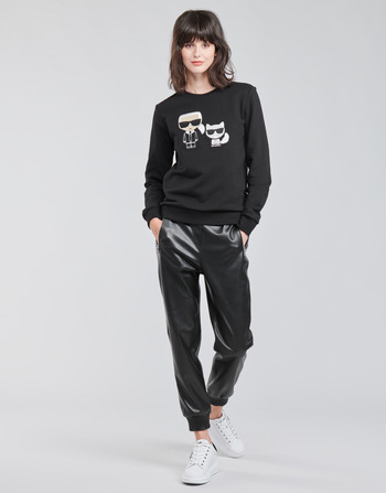 tekstylia Damskie Spodnie z pięcioma kieszeniami Karl Lagerfeld FAUXLEATHERJOGGERS Czarny