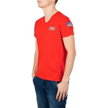 tekstylia Męskie T-shirty i Koszulki polo Nasa BASIC FLAG V NECK Czerwony