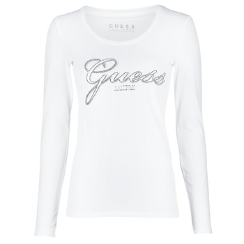 tekstylia Damskie T-shirty z długim rękawem Guess LS CN RAISA TEE Biały