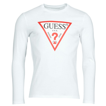 tekstylia Męskie T-shirty z długim rękawem Guess CN LS ORIGINAL LOGO TEE Biały