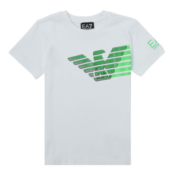 tekstylia Chłopiec T-shirty z krótkim rękawem Emporio Armani EA7 THAMIA Biały / Zielony
