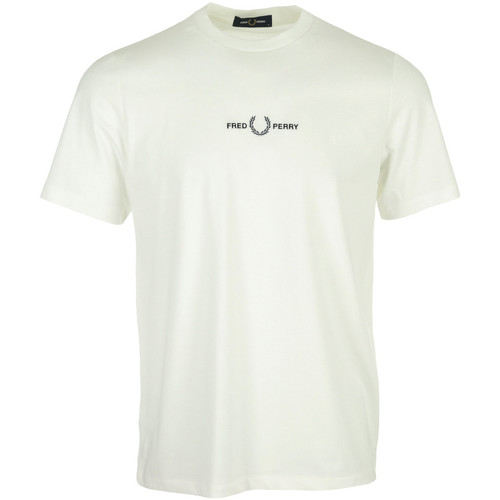 tekstylia Męskie T-shirty z krótkim rękawem Fred Perry Embroidered T-Shirt Beżowy