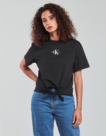 tekstylia Damskie Topy / Bluzki Calvin Klein Jeans KNOTTED TEE Czarny