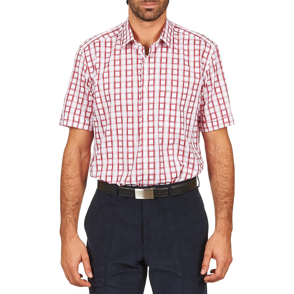tekstylia Męskie Koszule z krótkim rękawem Pierre Cardin CH MC CARREAU GRAPHIQUE Biały / Czerwony