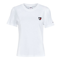 tekstylia Damskie T-shirty z krótkim rękawem Tommy Jeans TJW REGULAR HOMESPUN HEART TEE Biały