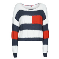 tekstylia Damskie Swetry Tommy Jeans TJW  RWB STRIPE SWEATER Niebieski / Biały / Czerwony