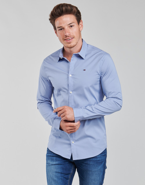 tekstylia Męskie Koszule z długim rękawem Tommy Jeans TJM ORIGINAL STRETCH SHIRT Niebieski
