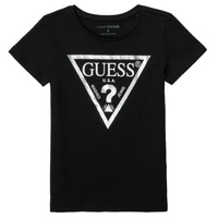 tekstylia Dziewczynka T-shirty z krótkim rękawem Guess REFRIT Czarny