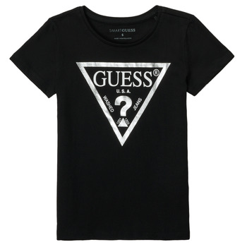 tekstylia Dziewczynka T-shirty z krótkim rękawem Guess REFRIT Czarny