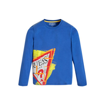 tekstylia Chłopiec T-shirty z długim rękawem Guess LISTIN Niebieski