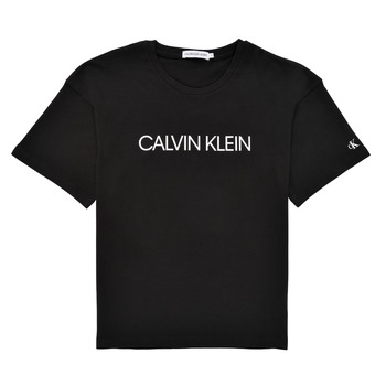 tekstylia Dziewczynka T-shirty z krótkim rękawem Calvin Klein Jeans CASSY Czarny
