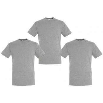 tekstylia T-shirty z krótkim rękawem Sols PACK 3 CAMISETAS GRISES COTTON Szary