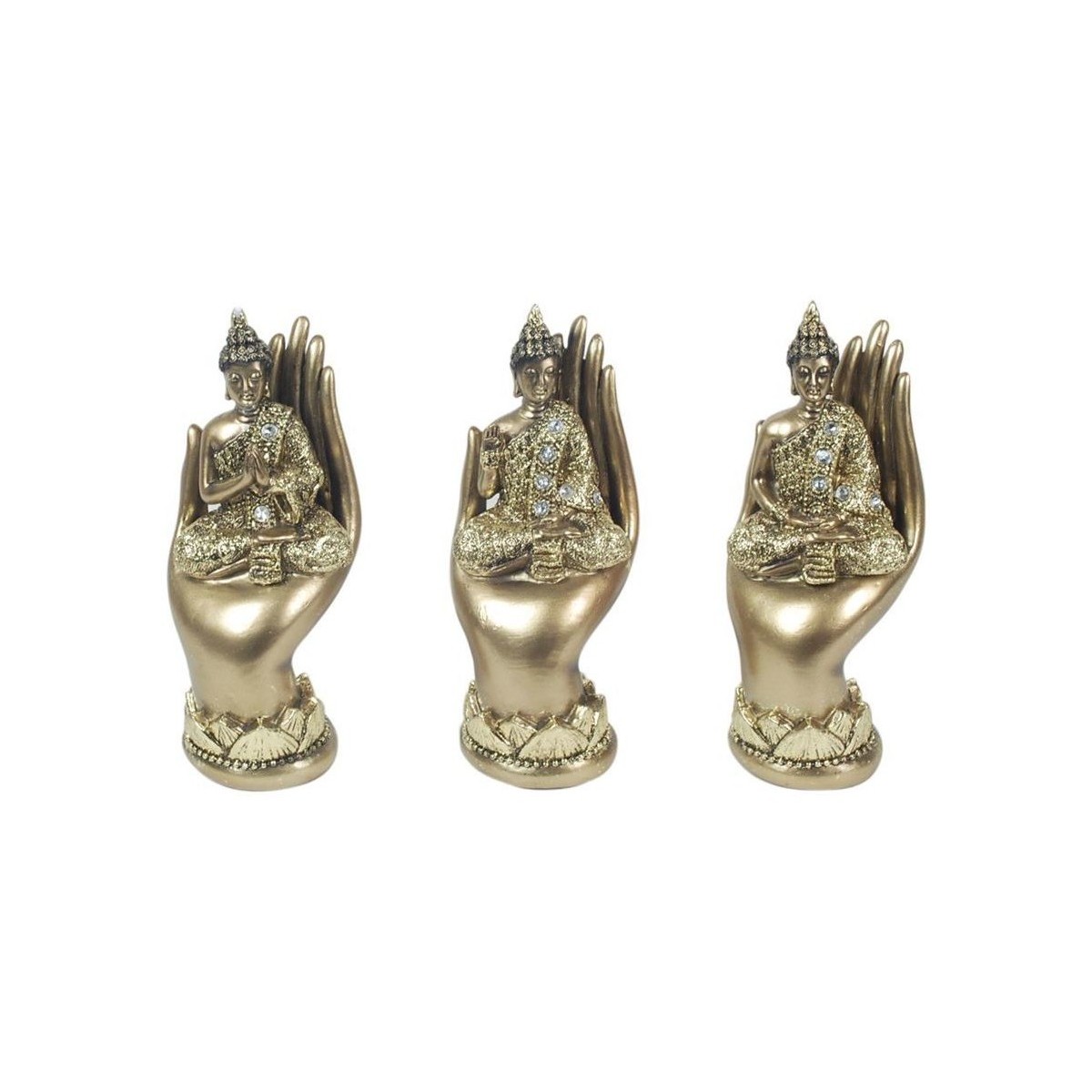 Dom Statuetki i figurki  Signes Grimalt Budda Na Ręce 3 Różn. Złoty