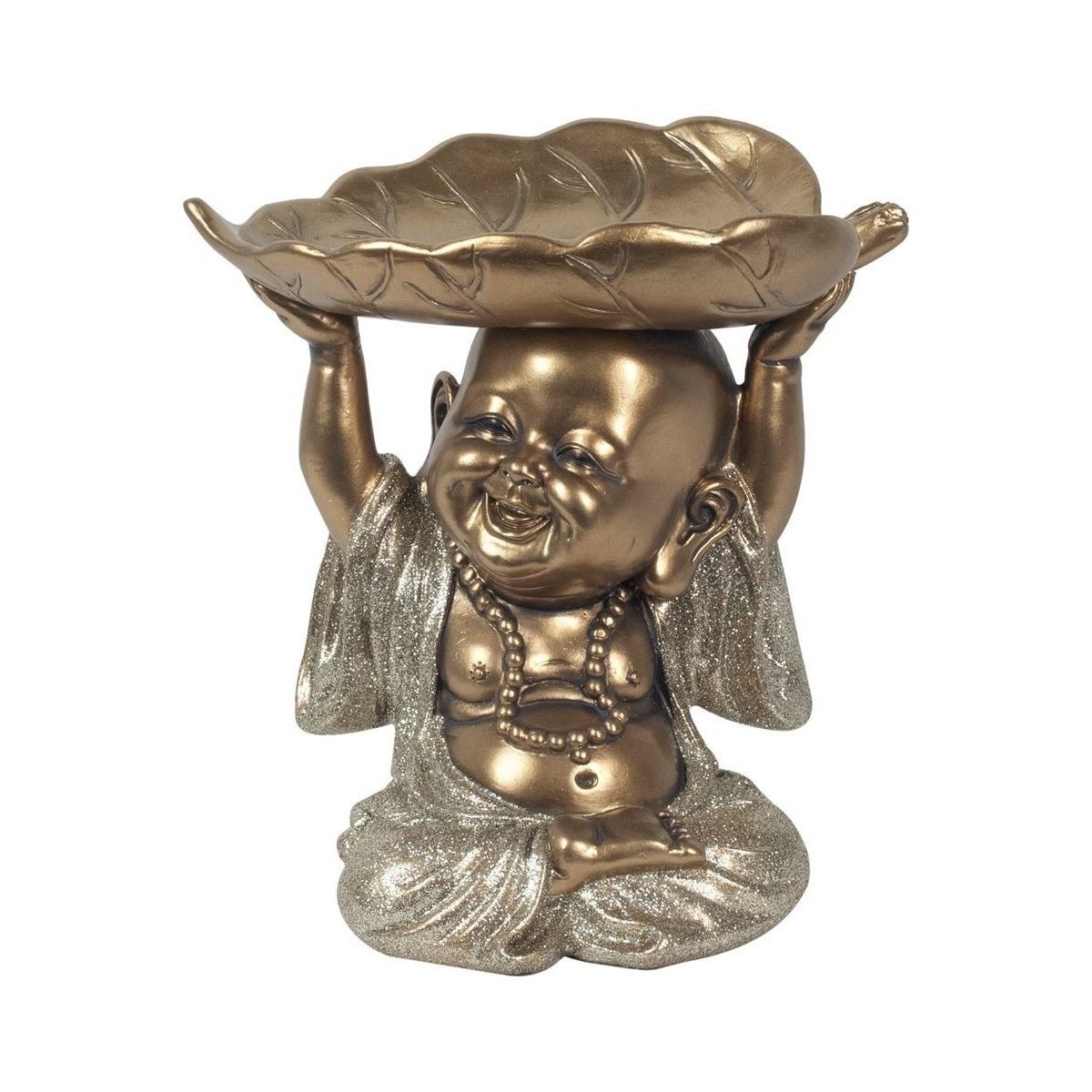 Dom Statuetki i figurki  Signes Grimalt Budda Z Tacą Na Liście Złoty