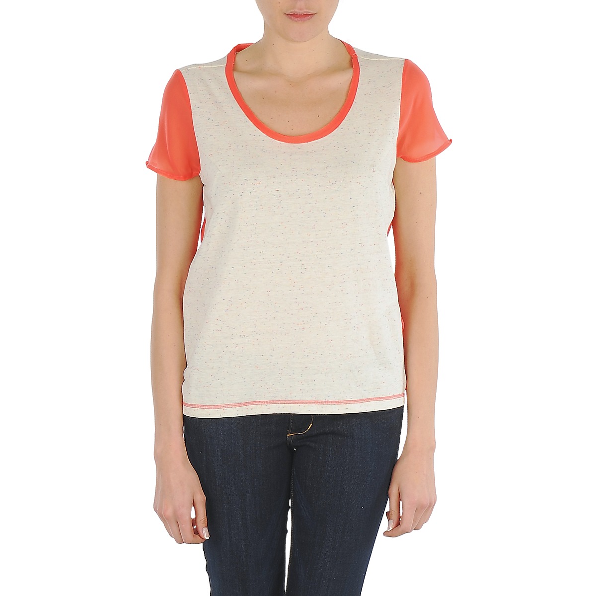 tekstylia Damskie T-shirty z krótkim rękawem Eleven Paris EDMEE Beżowy / Pomarańczowy