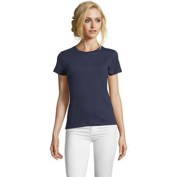 tekstylia Damskie T-shirty z krótkim rękawem Sols Camiseta IMPERIAL FIT color Denim Niebieski