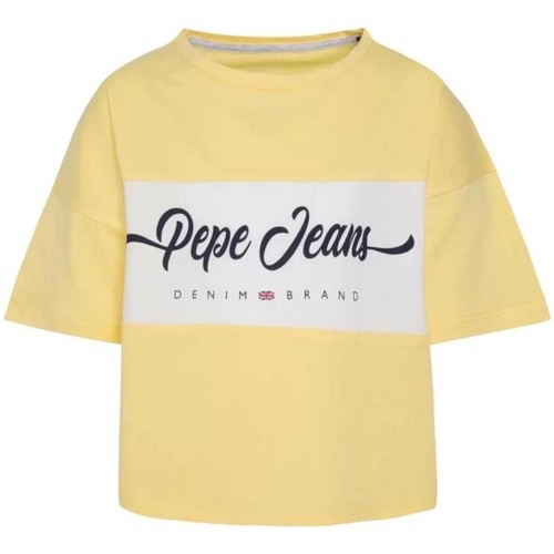 tekstylia Dziewczynka T-shirty z krótkim rękawem Pepe jeans  Żółty