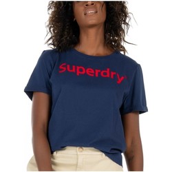 tekstylia Damskie T-shirty z krótkim rękawem Superdry  Niebieski