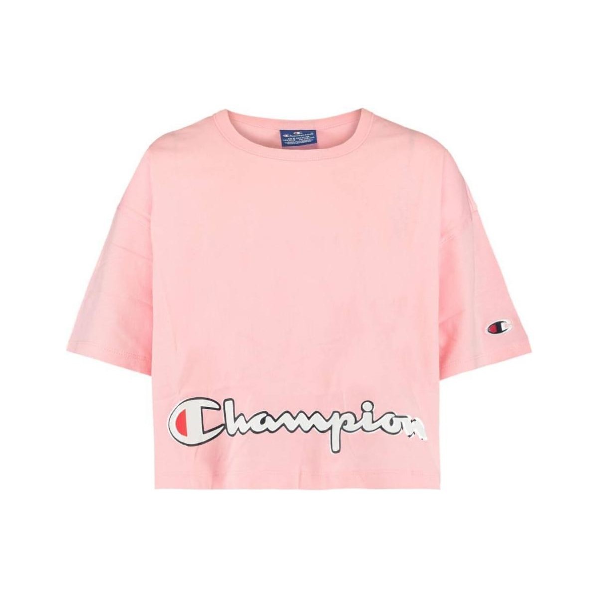 tekstylia Dziewczynka T-shirty z krótkim rękawem Champion  Różowy