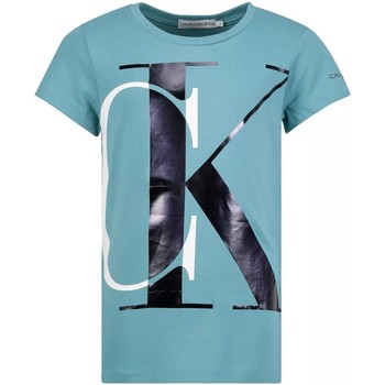 tekstylia Dziewczynka T-shirty z krótkim rękawem Calvin Klein Jeans  Niebieski