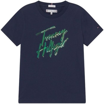 tekstylia Dziewczynka T-shirty z krótkim rękawem Tommy Hilfiger  Niebieski
