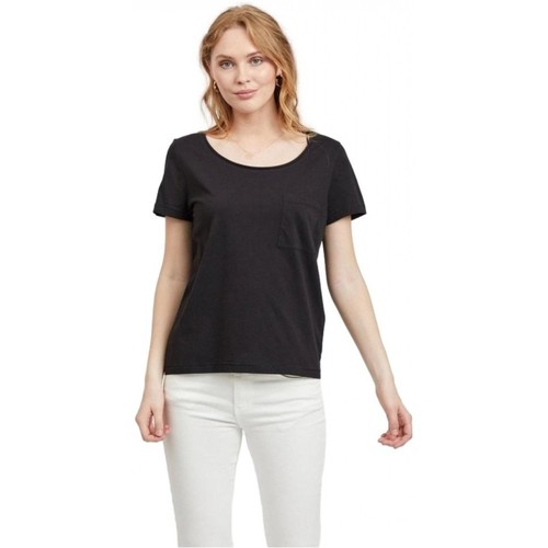 tekstylia Damskie Bluzy Vila Susette T-Shirt - Black Czarny