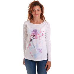 tekstylia Damskie T-shirty z długim rękawem Key Up 5G68S 0001 Biały